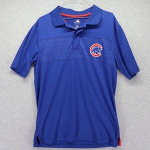 Chicago Cubs Polo Shirt Mens Medium MLB Genuine Merchandise Blue Short Sleeve